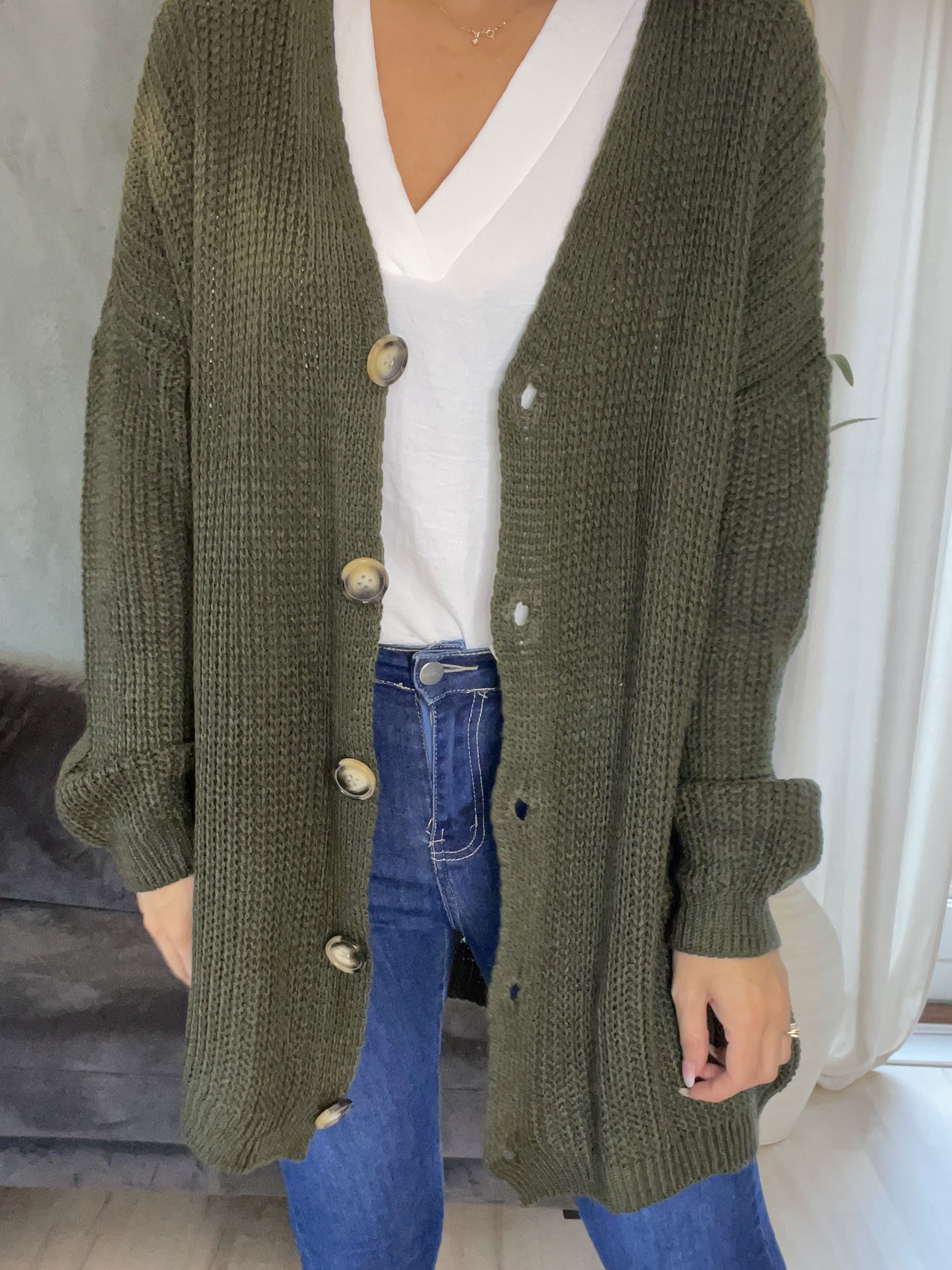 Millymy - Strikcardigan med store knapper